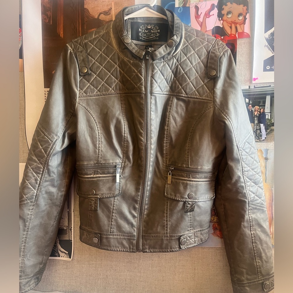 Faux leather moto jacket